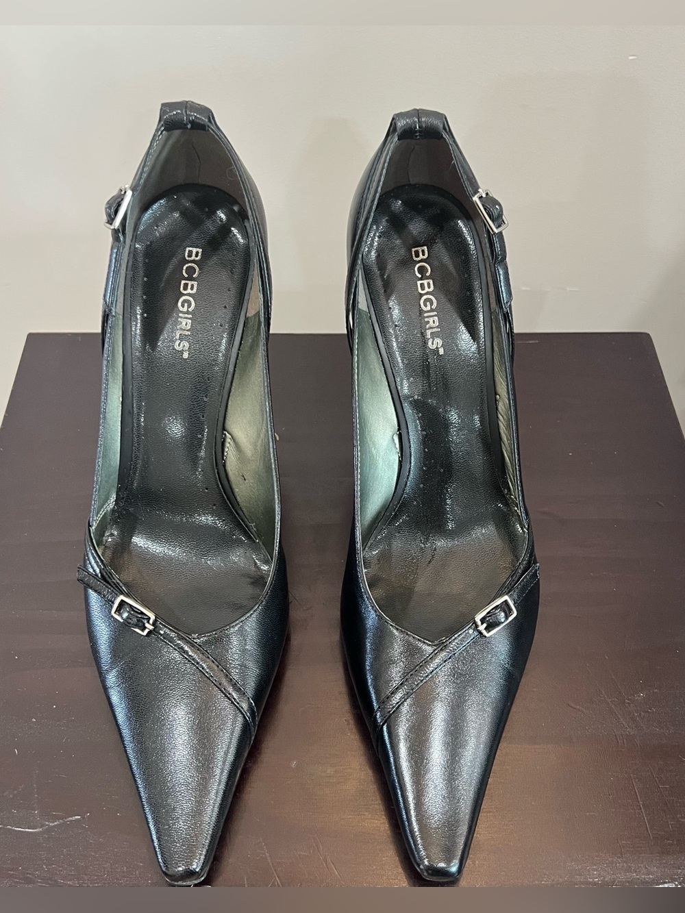 BCBGirls  Black Kamila-K Pointed Black Heel Pumps